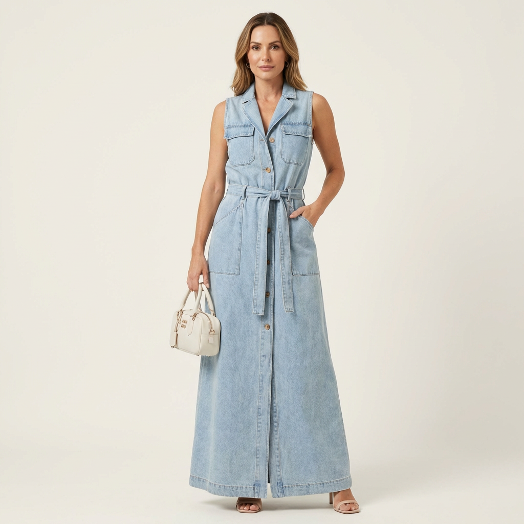 Vicky - Lange denimjurk