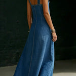 Vivian - Lange denimjurk met knopen