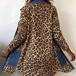 Wilke - Lang jasje met luipaardprint en contrasterend denim