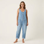 Xandra - Denim jumpsuit met brede knoopbanden