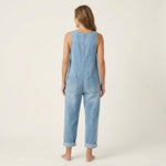 Xandra - Denim jumpsuit met brede knoopbanden