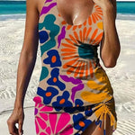 Yasmin - Grafische bloemen tankini met short, effect platte buik