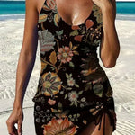 Yasmin - Grafische bloemen tankini met short, effect platte buik