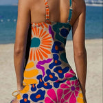 Yasmin - Grafische bloemen tankini met short, effect platte buik