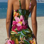 Yasmin - Grafische bloemen tankini met short, effect platte buik