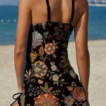 Yasmin - Grafische bloemen tankini met short, effect platte buik