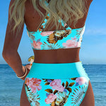 Ylva - Bikini met contrasterend bloemenpatroon en split