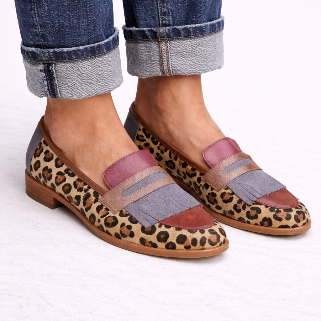 Zelda - Elegante mocassins met luipaardprint