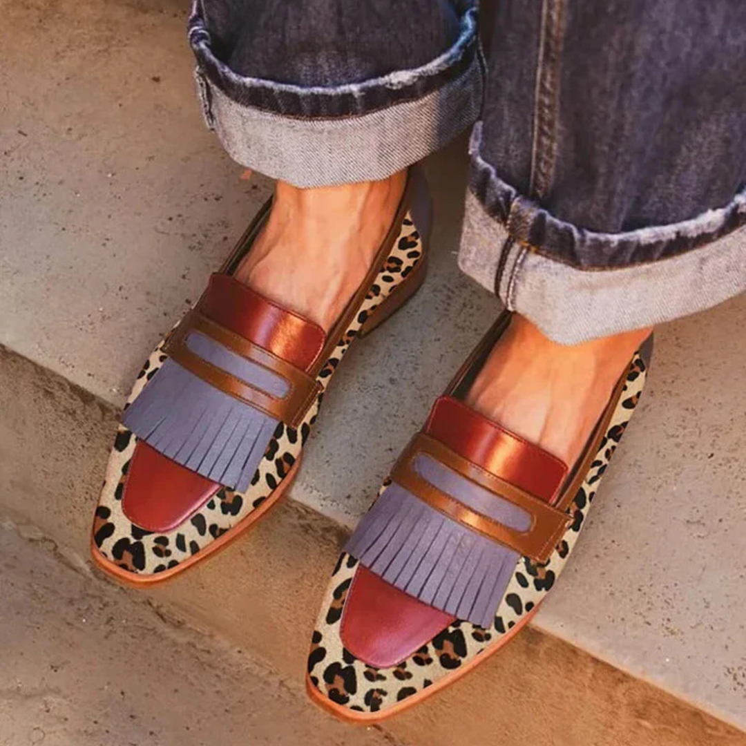 Zelda - Elegante mocassins met luipaardprint
