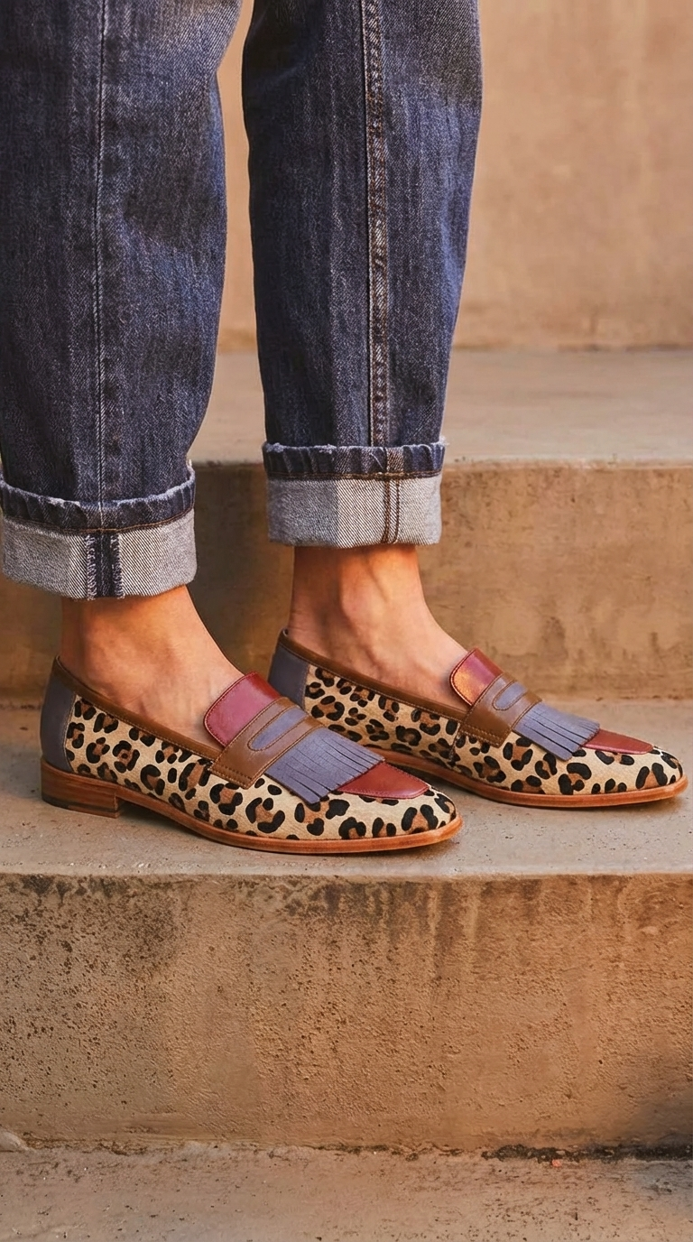 Zelda - Elegante mocassins met luipaardprint