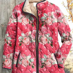 Zora - Roze gewatteerde jas met bloemenpatroon