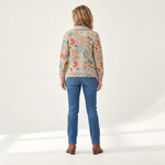 Petra - Gebreid vest met bloemrijke tuinprint - achterkant