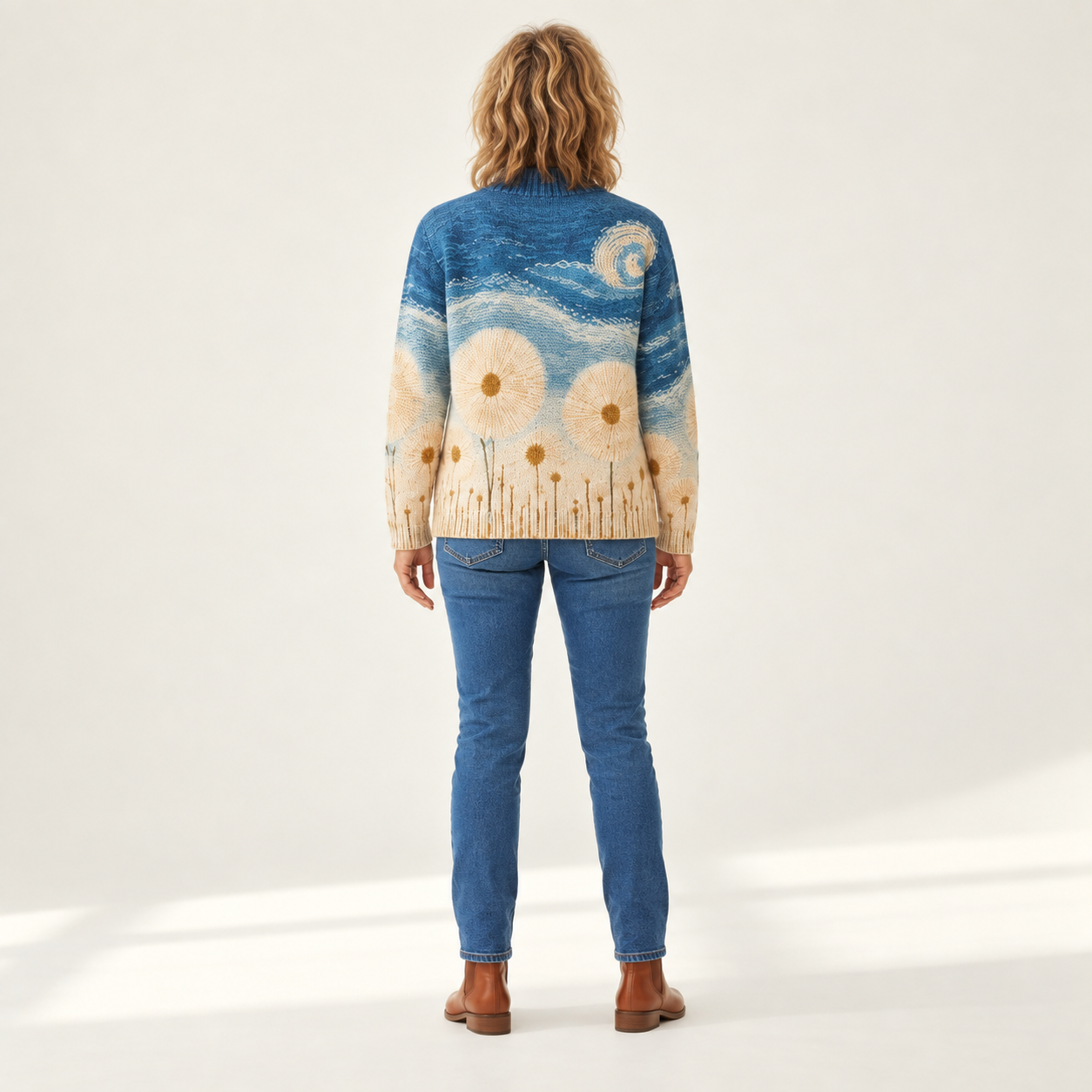 Renate - Vest met paardenbloemmotief - achterkant