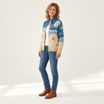 Renate - Vest met paardenbloemmotief - zijkant