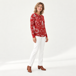 Renske kersttrui in rood - model zijaanzicht