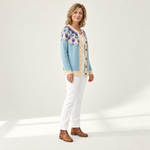 Rosemarie - Gebreid vest met bloemenpatroon op de pas - zijkant