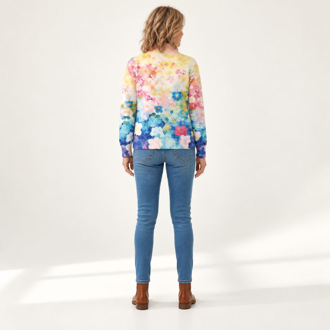 Ursula - Vest met aquarelbloemenpatroon - achterkant
