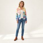 Ursula - Vest met aquarelbloemenpatroon - voorkant