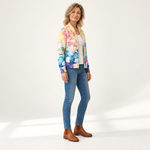 Ursula - Vest met aquarelbloemenpatroon - zijkant